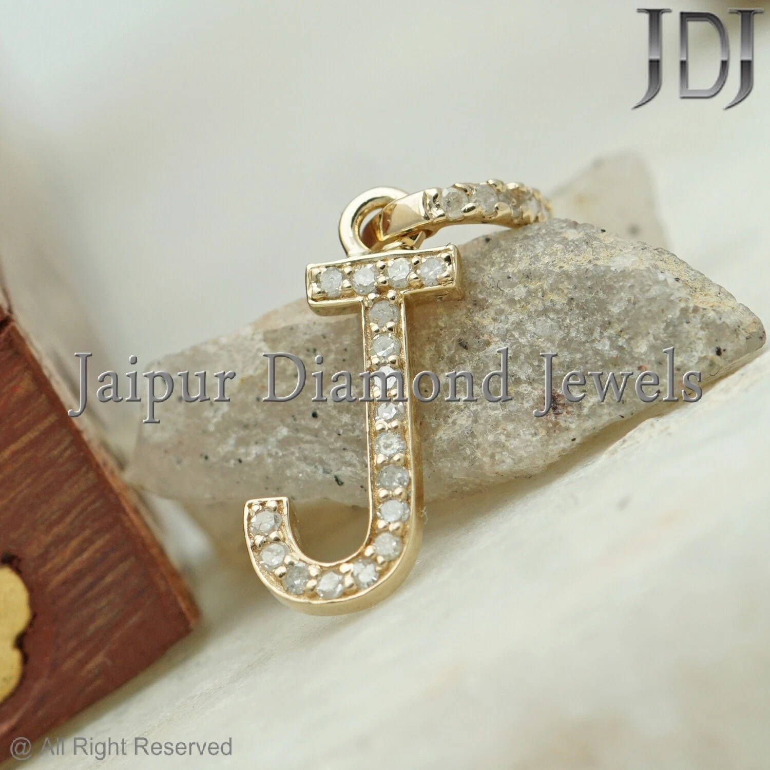 J Initial Charm Natural Pave Diamond 925 Sterling Silver Letter Unisex Pendant