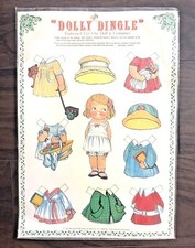 NOS Ephemera Paper Dolls 1981 Dolly Dingle bambola ritagliata in rilievo e costumi vintage