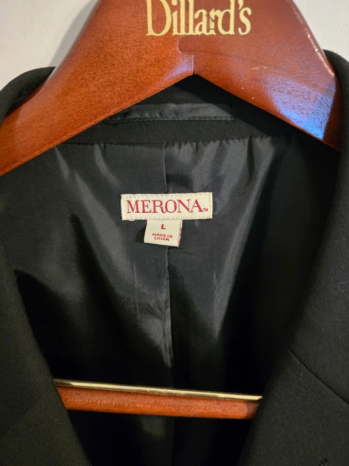 Классическое спортивное пальто Merona мужское большое приталенное с карманами на двух пуговицах черное - Изображение 4 из 4