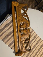 Antique Wooden Carved Pediment Wardrobe Cornice Or side table ornament Decor