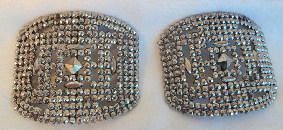 Винтажный антикварный викторианский набор клипс для обуви в стиле ар-деко с надписью FRANCE со стальной огранкой - Изображение 4 из 4