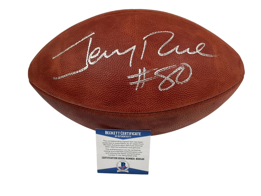 JERRY RICE SIGNED NFL GAME DUKE BALL SAN FRANCISCO 49ERS AUTOGRAPH BAS COA