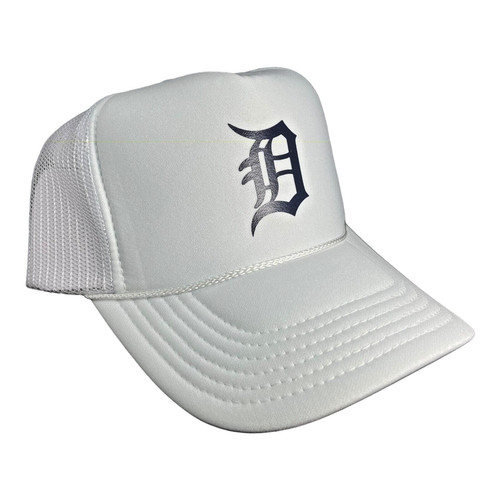 NEW DETROIT TIGERS WHITE BLUE HAT 5 PANEL HIGH CROWN TRUCKER SNAPBACK TRENDY