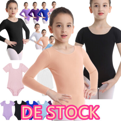 DE`Freebily Mädchen Kurzarm Ballett Trikots aus Baumwolle Balletkleid Tanz Body