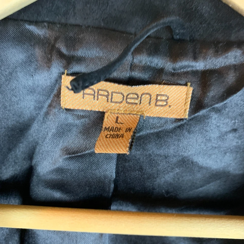 Gabardina Arden B Mujer Grande Gamuza Cuero Negro Corbata Cinturón Años 70 Western Mobwife Foto 3 de 4