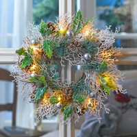 Led Adventskranz Lichterkette TüRkranz Wandkranz Weihnachten 33 Cm Fensterdeko
