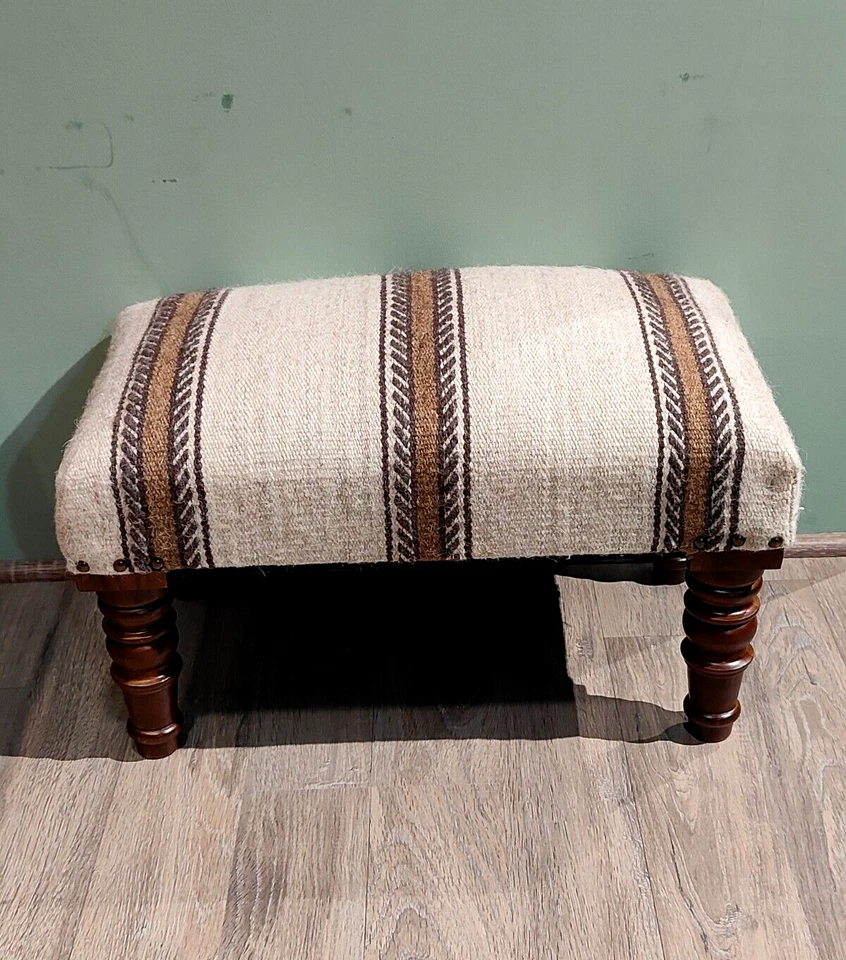 Pure Wool Footstool– Vintage Handmade Farmhouse Decor | Footstool ottoman pouf - Image 4 of 4