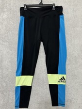 Adidas Climalite Pants Size XL Black Teal Blue Green Ankle Jogging Workout Track