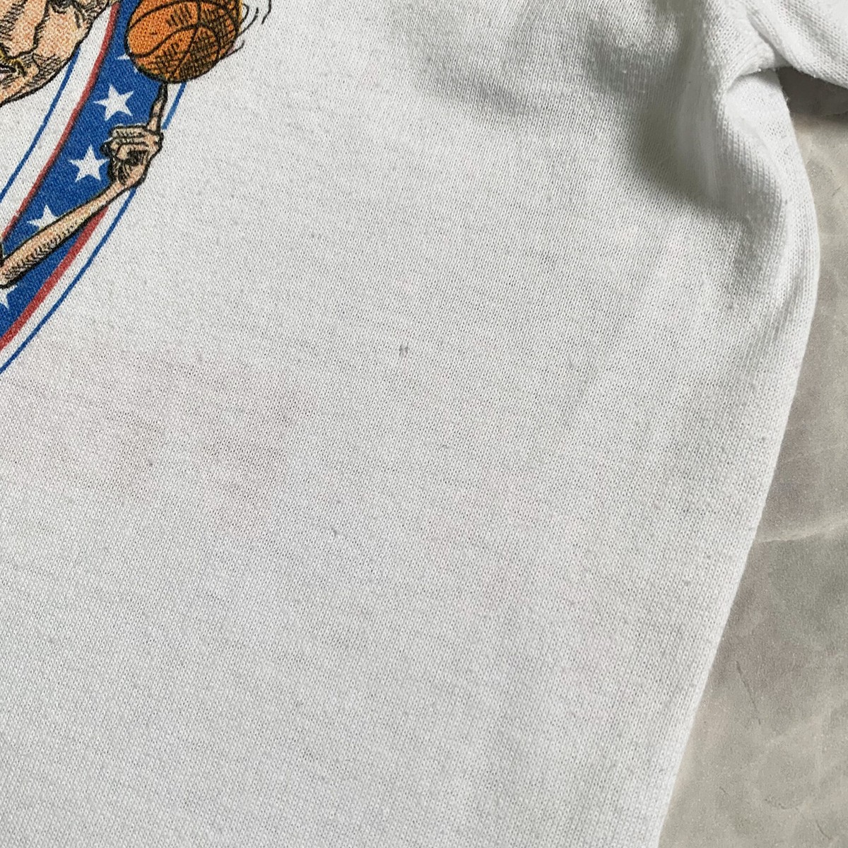 1987 NBA All StarTシャツMade in USA白 Mビンテージ VTG 80s NBA ALL-STAR 1987 CARICATURE T-SHIRT SALME SCREEN