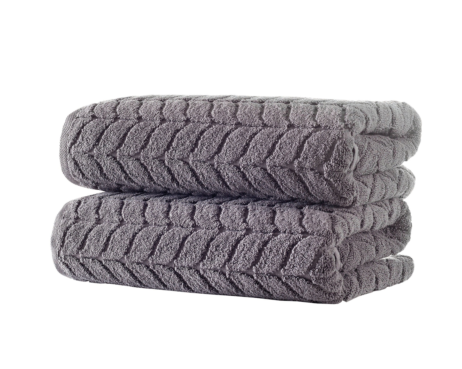 BAGNO MILANO Soft Plush Jacquard Bath Towels Set - Quick Dry 2 pcs Grey