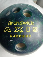 Vintage Brunswick Axis Glitter Green Bowling Ball 15lb with Brunswick Bowl Bag
