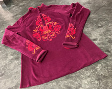 ATHLETA Stoked Nordic Printed 1/4 Zip Pullover Sweater Thumbholes Sz S