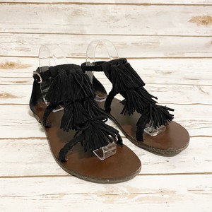 black fringe sandals