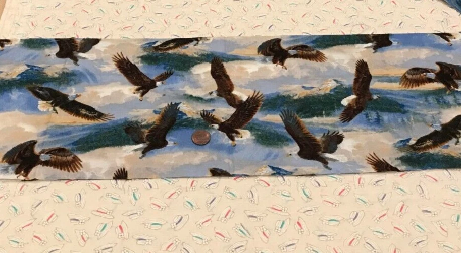 Eagles in Flight * Land & Sky * David Textiles* 100% Cotton Remnant* 8" x 22" - Image 2 of 4
