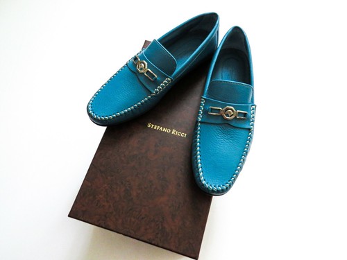 STEFANO RICCI Light Blue Grain Leather w/ Silver Eagle Shoes 11 US 44 Euro 10 UK - 第 12/12 張圖片