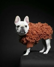 Max Bone  Womens Brown Curly Knit Dog Sweater X7401 Size M
