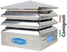 Cappello Fumaiolo Comignolo Mod. Sicurello x Canne Fumarie Con Base Rettangolare