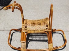 Vtg MCM Italian Wicker/Cane FRANCO ALBINI Boho Bentwood Rocking Horse