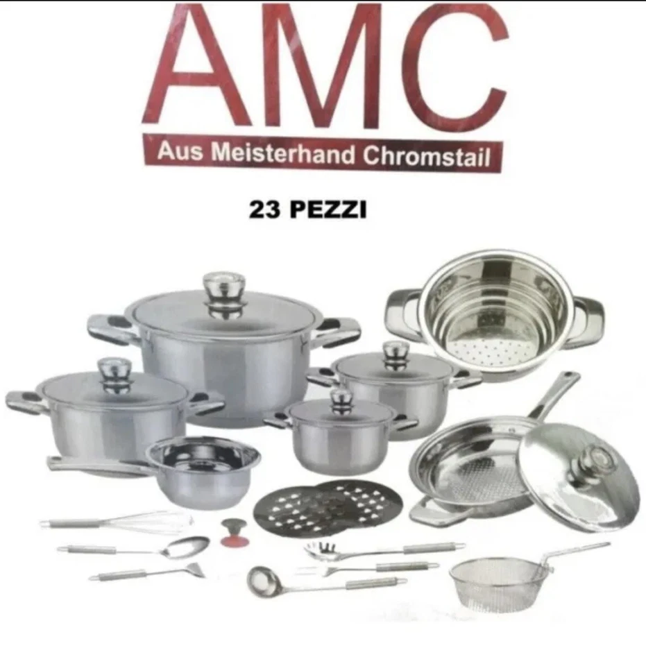 BATTERIA DI PENTOLE 23 PEZZI A. M. C. PROFESSIONAL SUPER OFFERTA AMC BATTERIA - Immagine 2 di 4