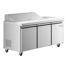 70" 3 Door Stainless Steel Refrigerated Sandwich Prep Table with Workstation