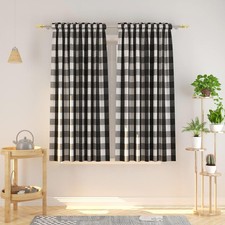 Buffalo Check Curtains 45 52"W x 45"L Pack of 2 , Plaids Black white