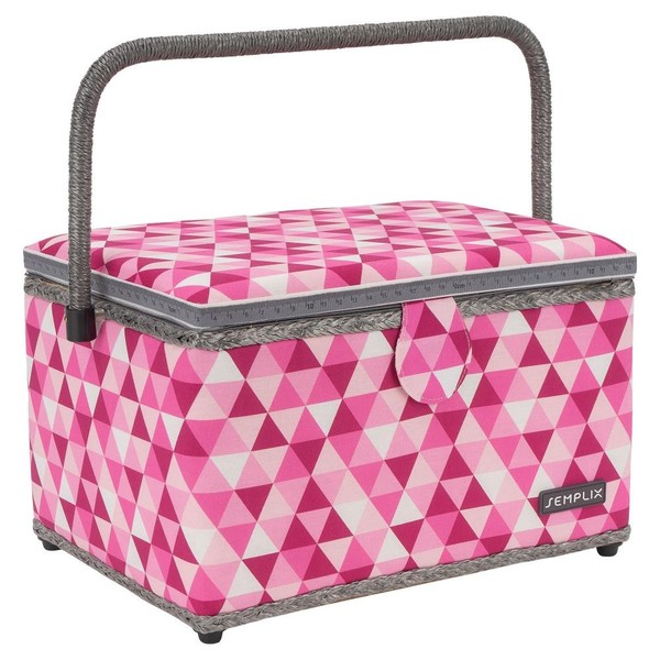 Semplix NäHkorb - Kasten Diamond (Beere/Rosa) Aufbewahrung Mit SortierfäChern-image