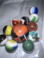 12 Super Nice Old Vintage Marbles, 13.5mm r- Collectible And One 23mm