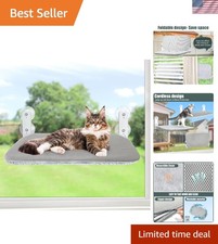 Foldable Cat Window Hammock Perch - Cordless Lounger for Indoor Cats, M Size