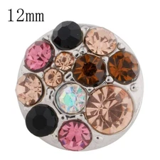 Mini 12mm Snap Jewelry Rhinestone Brown & Multicolor Cluster fits Petite Access.