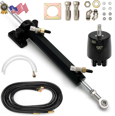 Inboard Hydraulic Steering Kit,Side Mounted Boat Steering System with Cylinder