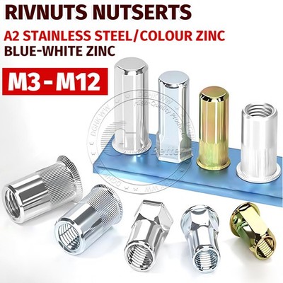RIVNUTS NUTSERTS RIVET NUTS STEEL ALUMINIUM OR STAINLESS M3 M4 M5 M6 M8 M10 M12