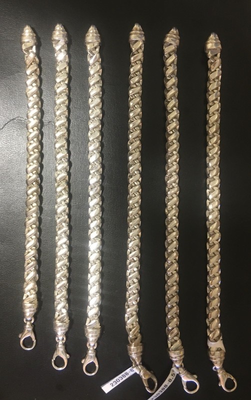 Lot of 6 Unisex X -link sterling silver bracelets