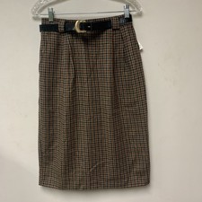 Requirements Womens 11/12 Skirt Wool Blend Vintage With Belt New NWT Pockets 27  