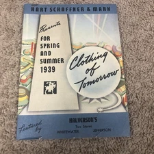 1939 Style Book Catalog Hart Schaffner & Marx Halversons Whitewater Jefferson WI