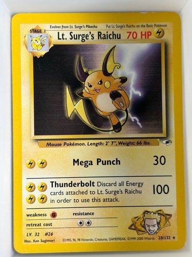 Lt. Surge's Raichu 28/132 Rare Gym Heroes Pokemon LP 1st Edition