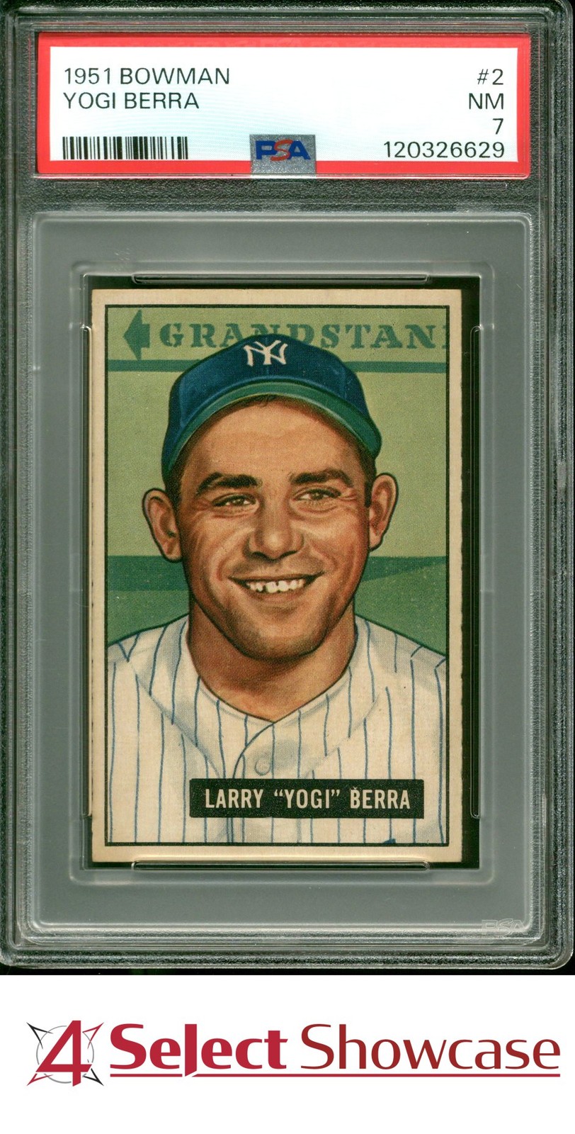 1951 BOWMAN #2 YOGI BERRA YANKEES HOF 4SC ELITE PSA 7