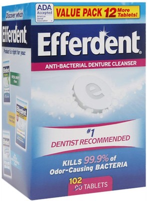 Efferdent Complete Clean Anti-Bacterial Denture Cleanser Tablets 102 Ct 6 Pack