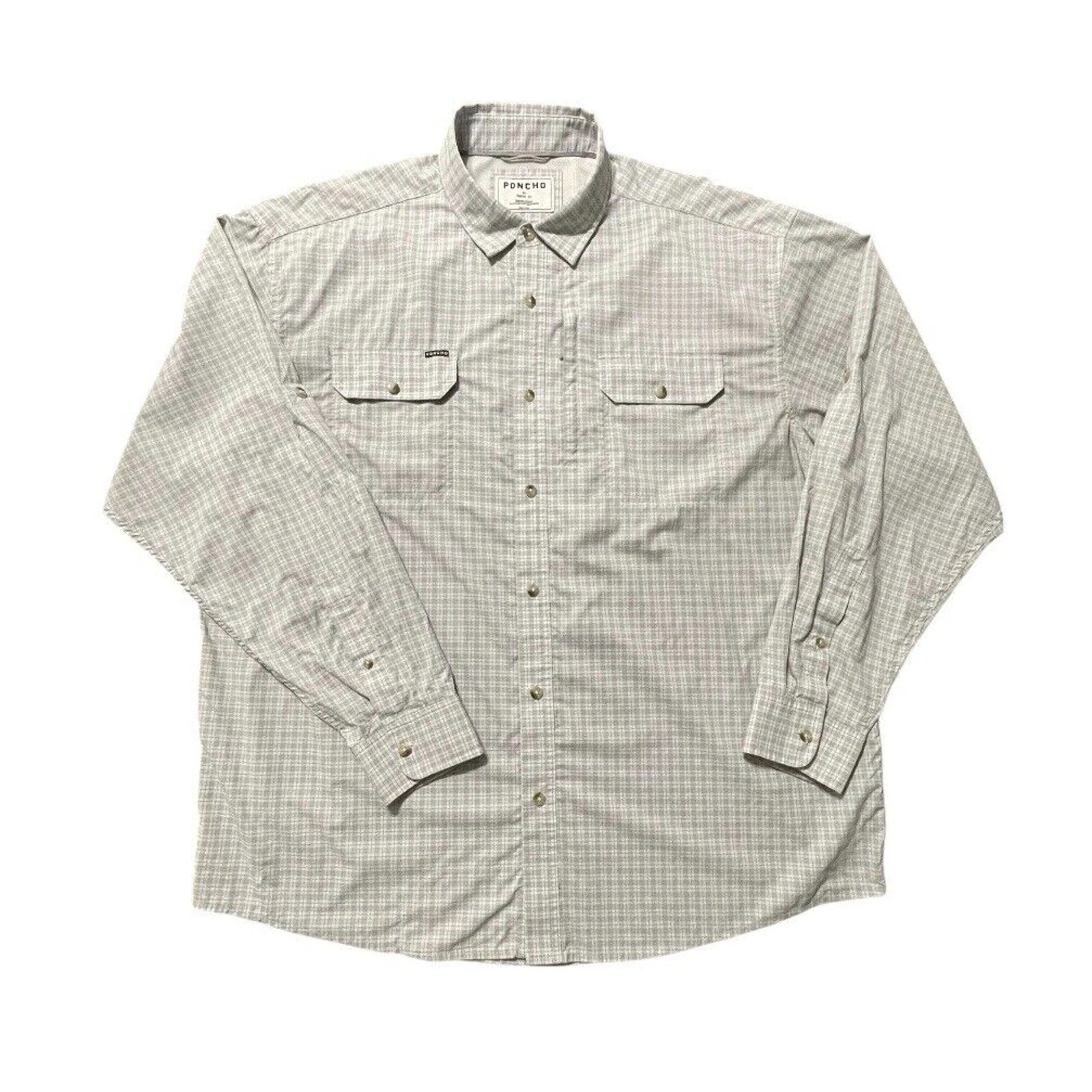 Poncho Brand LS Button Down Shirt Mens XL Gray Plaid Vented Fishing Outdoor EUC
Opens in a new windo