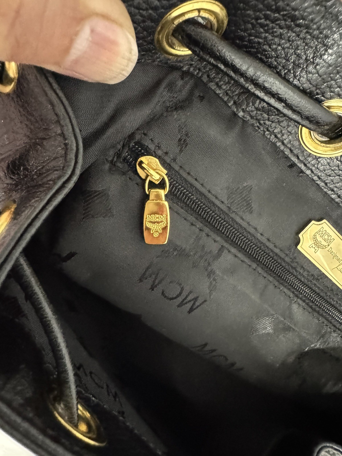 Authentic MCM Black Leather Backpack with Gold Hardware — image 5