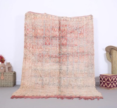 Vintage Stil Marokkanischer 5,8 x 8,6 Fuß Einzigartiger Boho Wolle Handgefertigt Berber Teppich