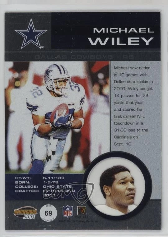 2001 Pacific Invincible Premiere Date /55 Michael Wiley #69 - Image 2 of 2