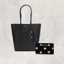 Michael Kors Torba Shopper Portmonee Jet Set Travel Vincent Czarna Skóra NOWA