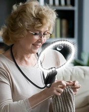 5X 15X Hands Free Magnifying Glass with Light for Reading 3 5.55", Black