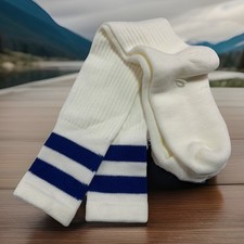 VTG Socks 9-11 21" Over Calf Sport Crew Football Acrylic Blend Royal 80s 90s