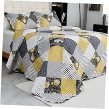 Summer Floral Queen Bedspread,Romantic Khaki Quilt Queen 90"x90" Khaki dark