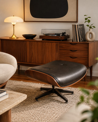 Vintage Herman Miller Eames STYLE Lounge Ottoman Foot Stool  MID USA Made Base
