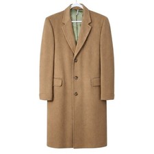 Vintage 100 Cashmere Camel Beige Mens M/L Longline Trench Coat Overcoat Luxury