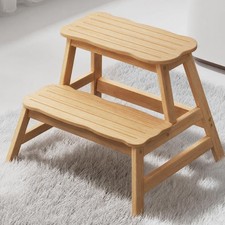 COSYLAND Step Stool for Toddlers Kids Bathroom Kitchen 2-Step Natural