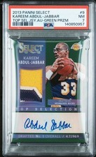 2013 Panini Select Kareem Abdul Jabbar Top Selections Patch Auto Green /5 PSA 7