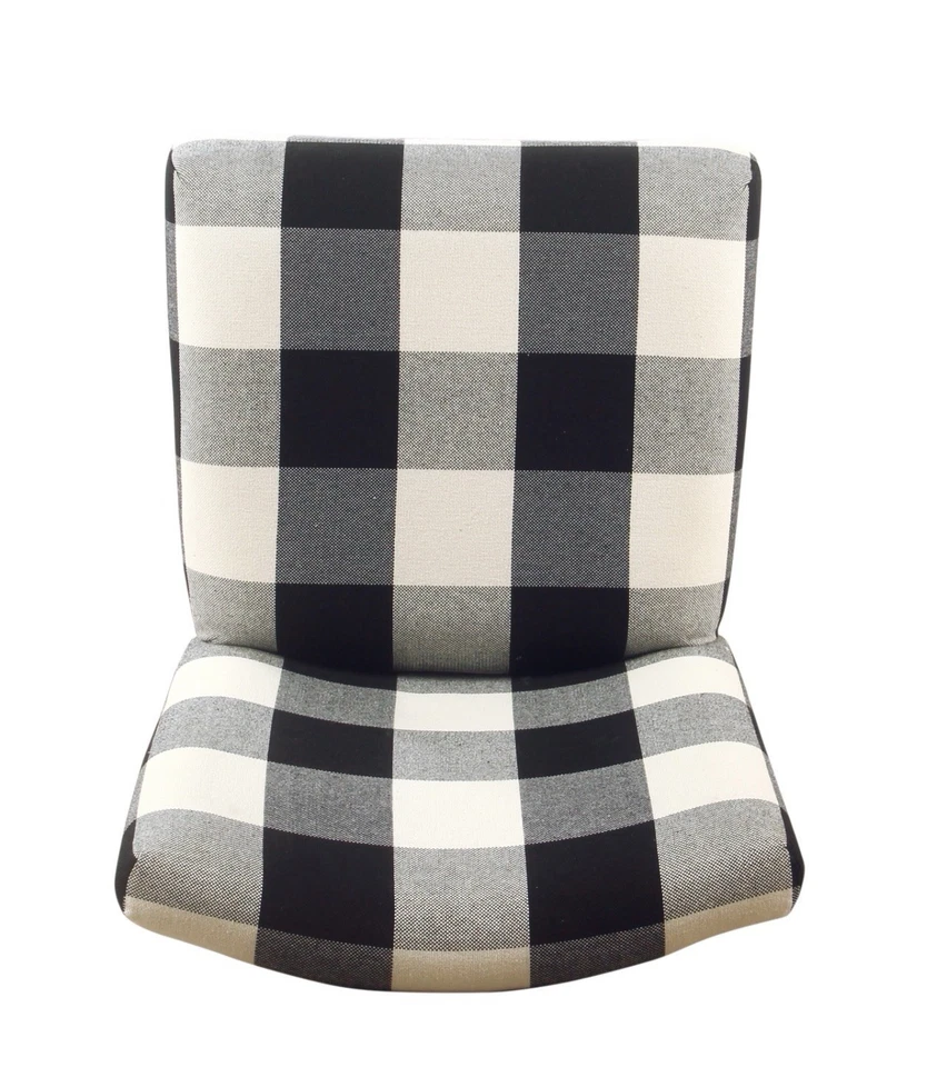 HomePop 24" Wood and Fabric Plaid Pattern Parsons Counter Stool in Black - Image 2 of 4
